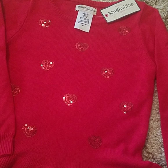 Girls Sweater With Sequin Hearts, NWT - Picture 3 of 3